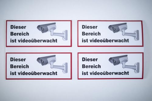 4 Stück Premium Aufkleber Bereich ist Videoüberwacht 5 x 5 cm Alarm Videoüberwachung Hinweis Witterungs- und UV-Beständig von Ritter Mediendesign