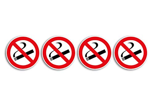 4 Stück Premium Aufkleber Rauchen verboten Hinweis Rund Witterungs- und UV-Beständig von Ritter Mediendesign