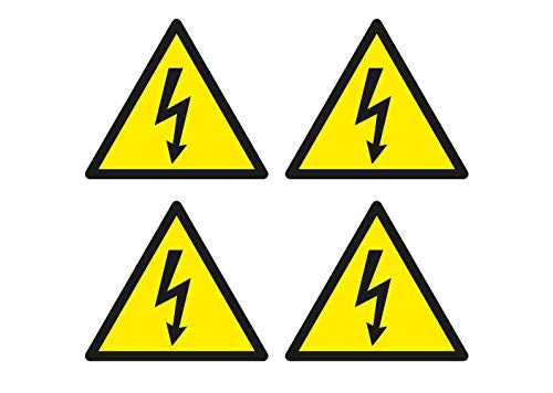 4x Aufkleber Achtung Hochspannung Strom Gefahr Warnung Hinweis Sticker Wetterfest von Ritter Mediendesign