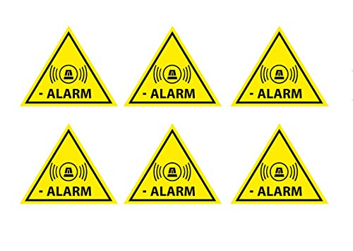6 Stück Premium Aufkleber Alarm Alarmgesichert Alarmanlage Hinweis Schild Witterungs- und UV-Beständig von Ritter Mediendesign