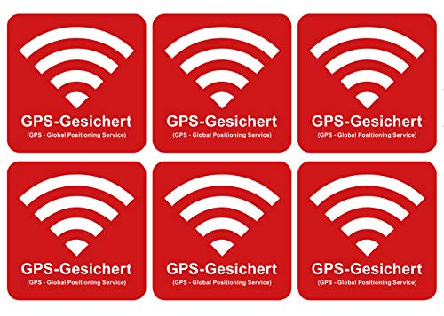 6 Stück Premium Aufkleber GPS-gesichert 5 x 5 cm Alarm Sicherung Hinweis Witterungs- und UV-Beständig von Ritter Mediendesign