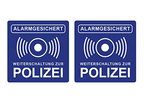 Aufkleber Alarmanlage Weiterschaltung zur Polizei Hinweis Alarmgesichert 5 x 5 cm Witterungs- und UV-Beständig (2) von Ritter Mediendesign