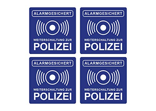 Aufkleber Alarmanlage Weiterschaltung zur Polizei Hinweis Alarmgesichert 5 x 5 cm Witterungs- und UV-Beständig (4) von Ritter Mediendesign