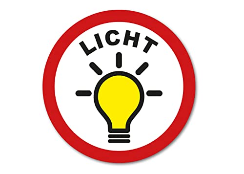 Aufkleber Licht aus an Sticker Hinweis Schild Lampe Wetterfest Witterungsbeständig Ritter Mediendesign, Rot-weiss-schwarz, 5 cm x 5 cm von Ritter Mediendesign