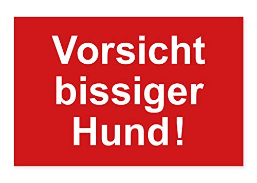 Aufkleber Vorsicht bissiger Hund Hinweis Schild Haus Garten Tür Eingang Sticker Rot Wetterfest und UV-Beständig von Ritter Mediendesign