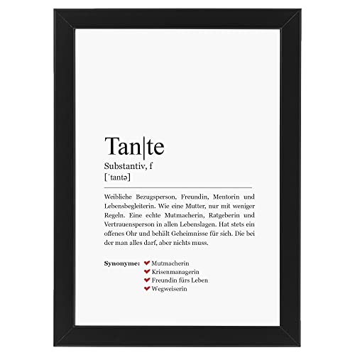 Ritter Mediendesign Bild Tante Kunstdruck im Rahmen schwarz Wandbild Holzrahmen Definition Synonym Deko Art Poster Geschenkidee Din A4 von Ritter Mediendesign