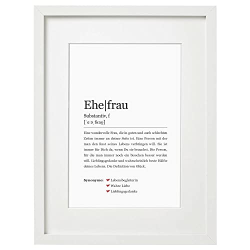 Ritter Mediendesign Ehefrau Wandbild Deko Bild Worterklärung Definition Synonym Hochzeit Din A4 Kunstdruck im Rahmen mit Passepartout von Ritter Mediendesign