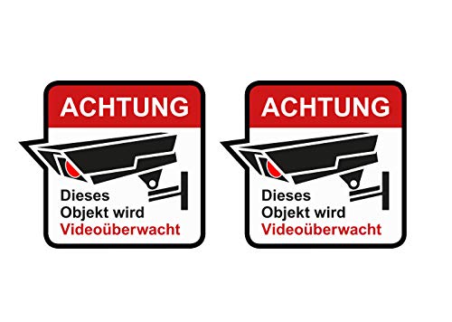 Premium Aufkleber Achtung Videoüberwachung Alarmanlage Sticker Set 2X Hinweis Warnung Schild Rot Weiß Wetterfest UV-Beständig von Ritter Mediendesign