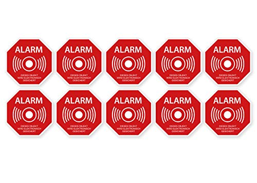Premium Aufkleber Alarm Alarmanlage Objekt Elektronisch gesichert Hinweis-Schild Rot Witterungs- und UV-Beständig (10) von Ritter Mediendesign