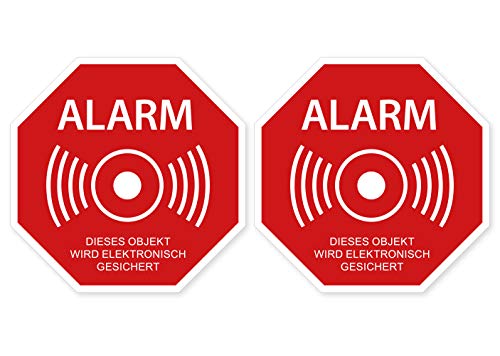 Premium Aufkleber Alarm Alarmanlage Objekt Elektronisch gesichert Hinweis-Schild Rot Witterungs- und UV-Beständig (2) von Ritter Mediendesign