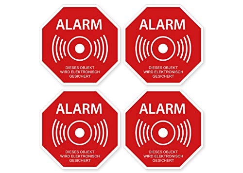 Premium Aufkleber Alarm Alarmanlage Objekt Elektronisch gesichert Hinweis-Schild Rot Witterungs- und UV-Beständig (4) von Ritter Mediendesign