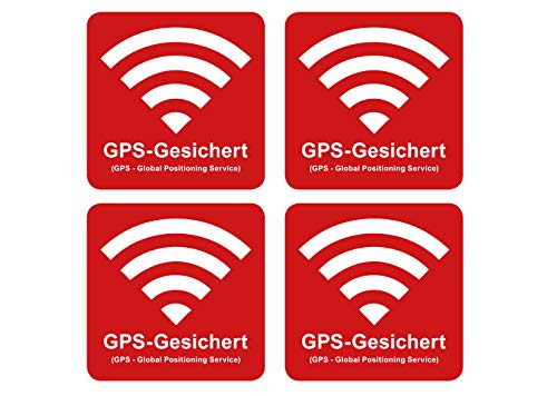 Premium Aufkleber GPS-gesichert 5 x 5 cm Alarm Sicherung Hinweis Schild Rot Witterungs- und UV-Beständig (4) von Ritter Mediendesign