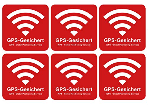 Premium Aufkleber GPS-gesichert 5 x 5 cm Alarm Sicherung Hinweis Schild Rot Witterungs- und UV-Beständig (6) von Ritter Mediendesign