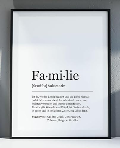 Ritter Mediendesign Bild Kunstdruck Familie Grammatik Wort Substantiv Poster Druck Deko Geschenkidee (Din A4) von Ritter Mediendesign