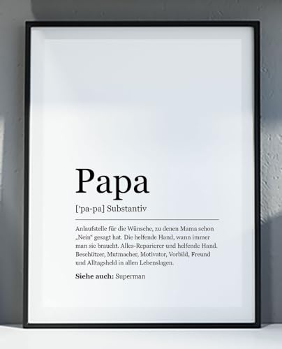 Ritter Mediendesign Bild Kunstdruck Papa Wort Grammatik Substantiv Poster Druck Deko Geschenkidee Vatertag (Din A4) von Ritter Mediendesign