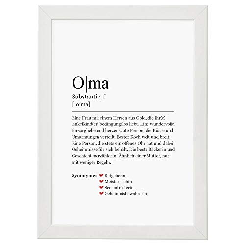 Ritter Mediendesign Bild Kunstdruck im Rahmen Worterklärung Definition Synonym Poster Druck Deko Geschenkidee Din A4 (Definition: Oma, Din A4) von Ritter Mediendesign