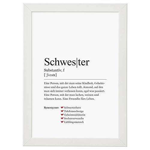 Ritter Mediendesign Bild Kunstdruck im Rahmen Worterklärung Definition Synonym Poster Druck Deko Geschenkidee Din A4 (Definition: Schwester, Din A4) von Ritter Mediendesign