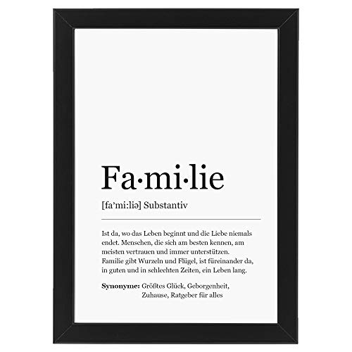 Ritter Mediendesign Bild Kunstdruck im Rahmen schwarz Wandbild Holzrahmen Definition Synonym Deko Art Druck Poster Geschenkidee Din A4 (Definition: Familie, Din A4) von Ritter Mediendesign