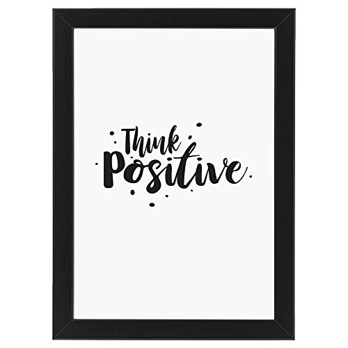 Ritter Mediendesign Bild Kunstdruck im Rahmen schwarz Wandbild Kreativ Deko Art Druck Poster Din A4 Holzrahmen Geschenkidee (Version: Think Positive, Din A4) von Ritter Mediendesign