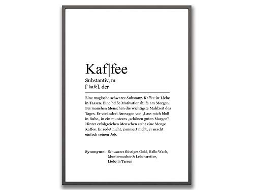 Ritter Mediendesign Kaffee Wörterbuch Bild Wandbild Kunstdruck Poster Din A4 Dekoration Geschenkidee Küche Wohnzimmer von Ritter Mediendesign