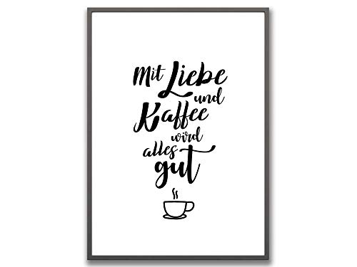 Ritter Mediendesign Kaffee und Liebe Bild Din A4 Wandbild Premium Kunstdruck Poster ULIVERSELL Art Deko Geschenkidee von Ritter Mediendesign