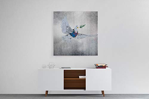 Ritter Mediendesign Leinwand Banksy Friedenstaube Wandbild Streetart Kunstdruck Stencil Grafitti Grafik Canvas Deko (50 x 50 cm) von Ritter Mediendesign