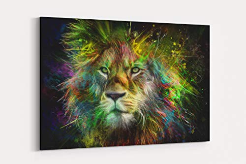 Ritter Mediendesign Leinwand Löwe Bild Wandbild Lion Popart Kunstdruck Natur Abstrakt Canvas Deko (60 x 40 cm) von Ritter Mediendesign