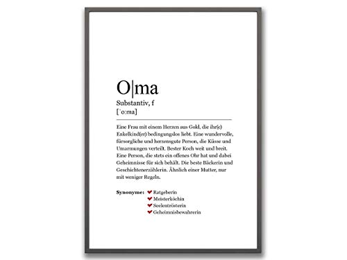 Ritter Mediendesign Oma Premium Kunstdruck Wörterbuch Bild Din A4 Wandbild Familie Druck Poster Fine Art Deko Geschenkidee von Ritter Mediendesign