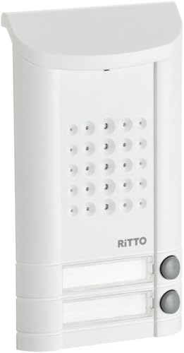 Schneider Electric Ritto Türstation, Minivox, Audio für 2-Familienhaus, Ersatzteil, Gegensprechanlage mit Beleuchtung und Klingeltasten, Außeneinheit, weiss, Artikelnummer 1271042 von Schneider Electric