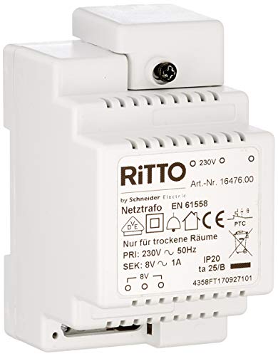 Ritto 1647600 Netztrafo, REG, Klingeltransformator, 8V -230 V AC passend für Hutschienen - Made in Germany von Schneider Electric