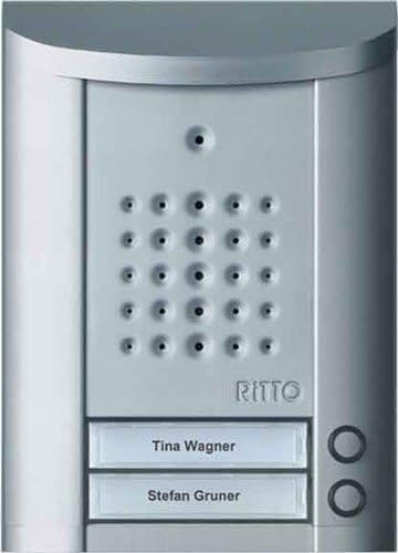 Ritto Entravox Türstation Audio für 2 Familienhaus - Beleuchtete Klingeltaste und Namensschild - vandalensichere Gegensprechanlage, Aufputz, silber eloxiert, 1840220 von Schneider Electric