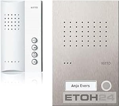 Ritto Audio Türsprechanlage, Acero PUR Türstation im Komplettset für Einfamilienhaus, Acero pur Edelstahl Türstation, RGE1818325, Netzgerät Edelstahl WEIß, Komplettpaket, Freisprechanlage von Schneider Electric