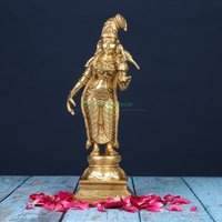Messing Göttin Meenakshi Devi Statue - Bhudevi Form Idol Lord Vishnu Devotee Godadevi Skulptur Hindu Figur Andal von RituHomeDecor