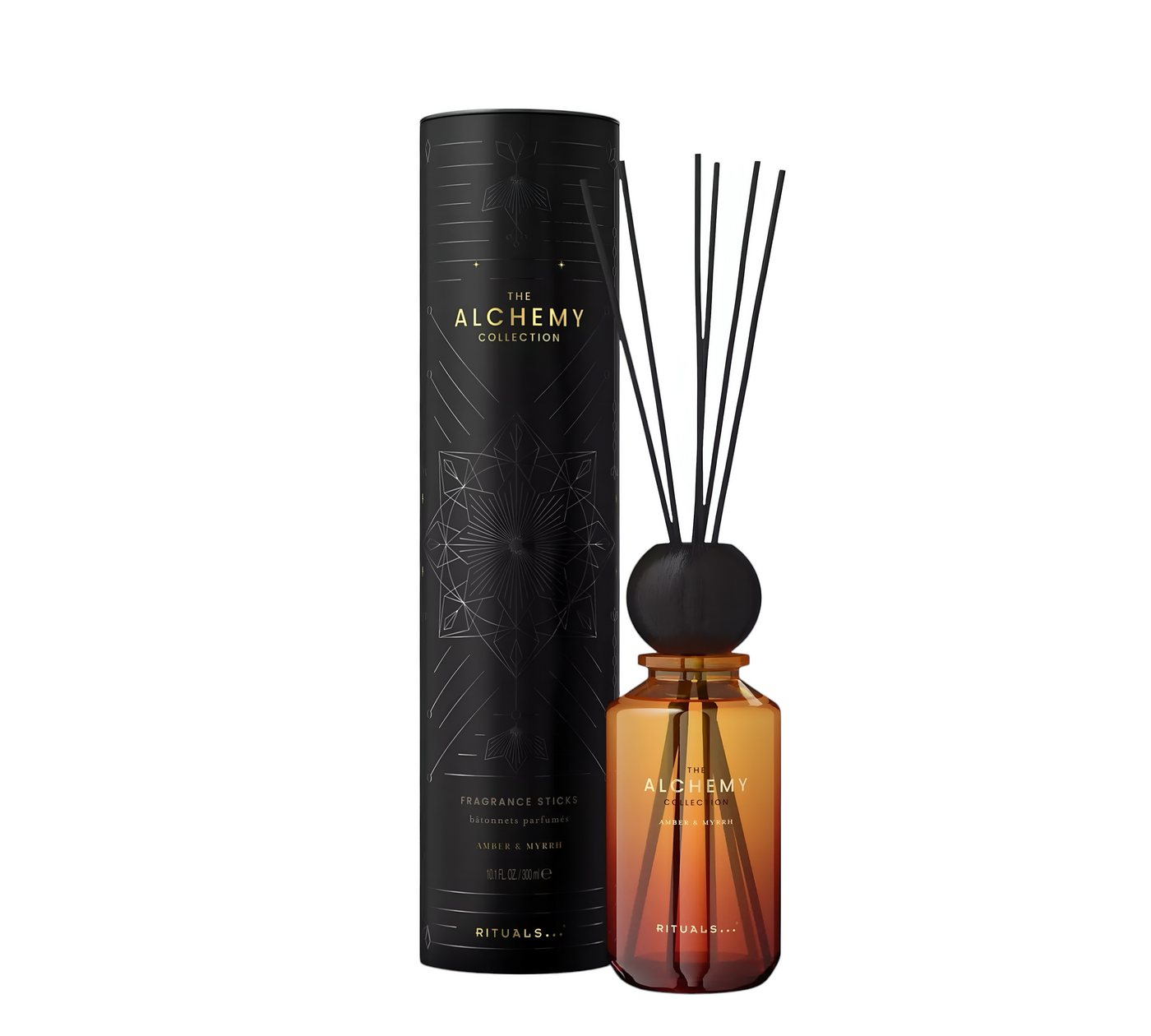 Rituals Duftstäbchen The Alchemy Collection Zimt-Honig-Duft, warme Raumduftnote 300 ml (Raumduft-Set, 1-St., Duftstäbchen mit warmem, würzigem Aroma und luxuriösem Design), Lang anhaltender Duft, edles Design, angenehme Wärme & Tiefe von Rituals