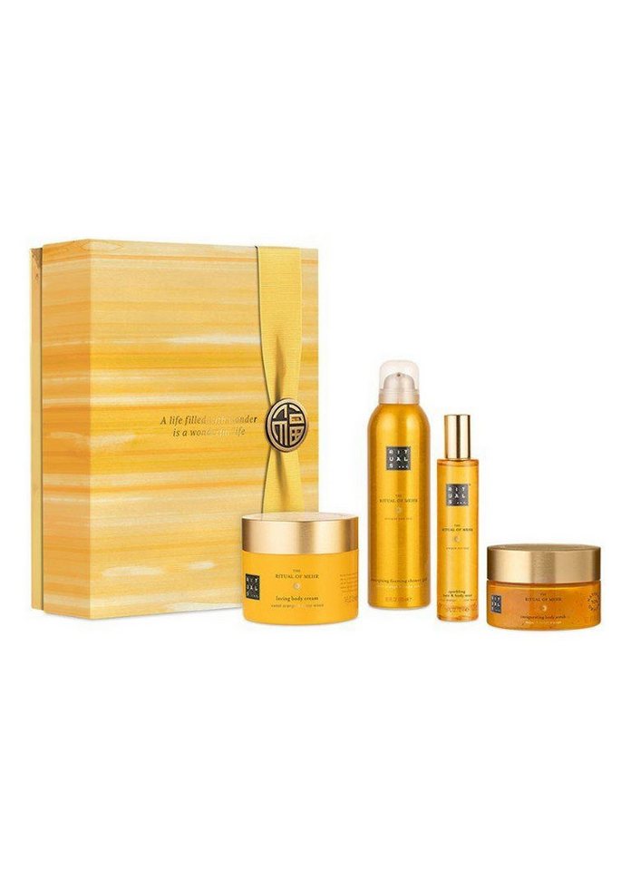 Rituals Wellness-Pflegeset The Ritual of Mehr Geschenkset Groß Beauty Frauen & Männer Beauty Set, angenehmer Duft, Dusche, Raumduft, Körperpflege, 4-tlg., Duftstäbchen, Duschschaum, Körpercreme, Peeling, Geschenkbox von Rituals