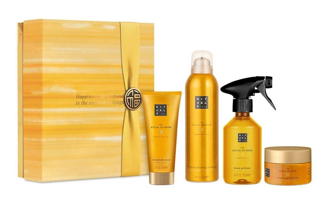 Rituals Wellness-Pflegeset The Ritual of Mehr Geschenkset Mittel Beauty Frauen Männer Beauty Set, angenehmer Duft, Dusche, Raumduft, Körperpflege, 4-tlg., Duftstäbchen, Duschschaum, Körpercreme, Peeling, Geschenkbox von Rituals