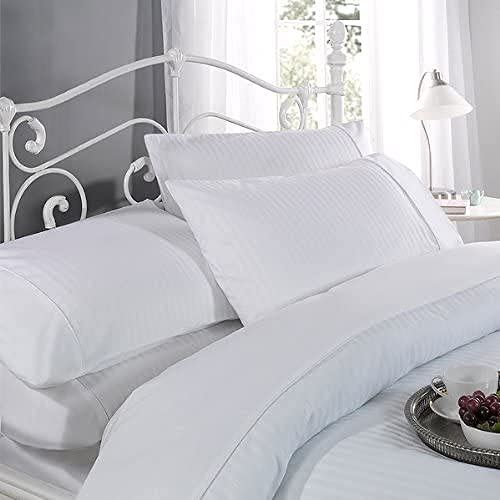 Bettbezugsset „Ritz“ aus Baumwolle mit Baumwollsatin-Streifen, Fadendichte 300, Einzelbett, weiß von Emma Barclay
