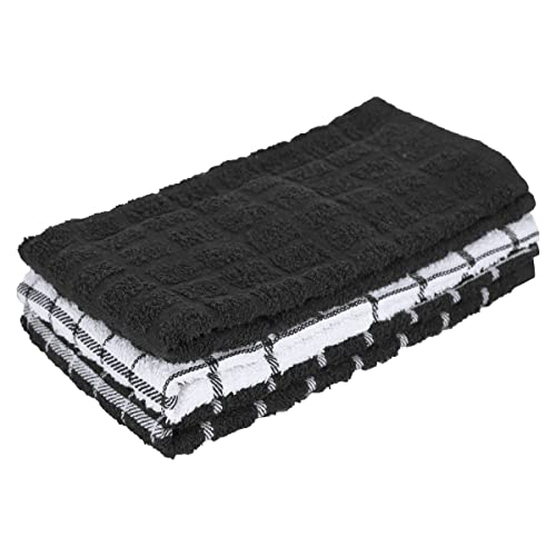 Ritz Kitchen Creations Frottee-Geschirrtuch aus 100% Baumwolle, Schwarz, 3-Pack, 3 von Ritz