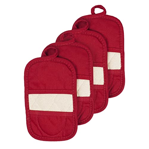 Ritz Royale Collection Ritz Mitz, 100% Baumwoll-Frottee, Doppelfunktions-Topflappen/Ofenhandschuh-Set, 4er-Pack, Paprika-Rot von Ritz