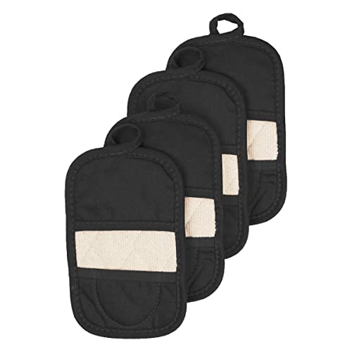 Ritz Royale Collection Ritz Mitz, 100% Baumwoll-Frottee, Doppelfunktions-Topflappen/Ofenhandschuh-Set, 4er-Pack, schwarz von Ritz