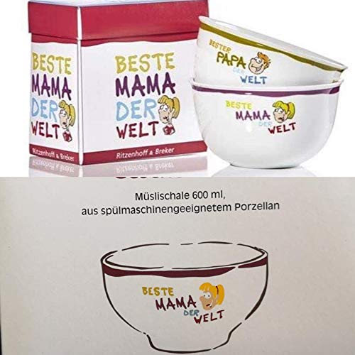 Ritzenhof Beste Mama der Welt Müslischale Porzellan Schale Ø 14 cm, Dessertschale, Frühstück, Schüssel von RITZENHOFF