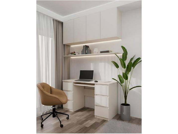CDF Schreibtisch Kuba Farbe: Beige Ideal für Büro, Arbeitszimmer, Kinder- und Jugendzimmer Funktionaler Schreibtisch für Computer, Laptop Einfache Montage von Ritzenhoff-&-Breker