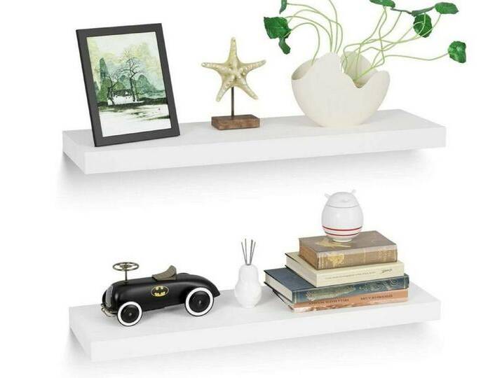 Homfa Wandboard Wandregal Wandbrett Wandablage Bücherregal 2er Set MDF Holzregal, Stilvolle Wandregale für Bücher, Deko & Wohnaccessoires von Ritzenhoff-&-Breker
