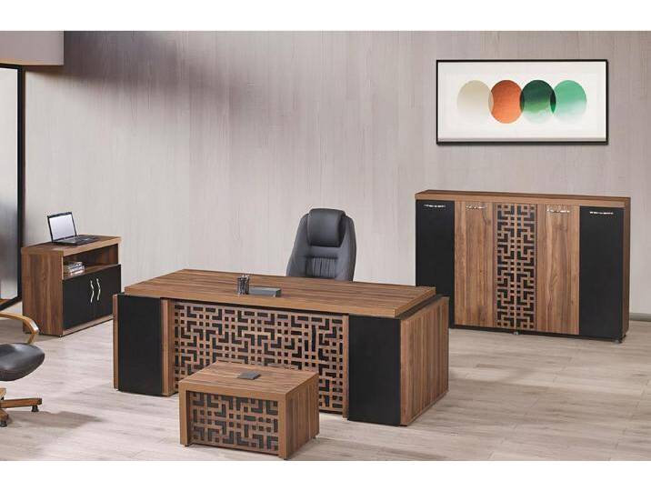 JVmoebel Büromöbel-Set Vollmöbel Set für Büro - Schreibtisch und Tisch aus Holz, Braun, (4-tlg., 1x Bürotisch + 1x Kommode + 1x Couchtisch + 1x Schrank ohne Sessel) von Ritzenhoff-&-Breker