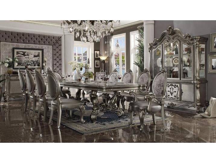 JVmoebel Esstisch Klassischer grauer Holztisch im Barock-Rokoko-Stil für Büros (Esstisch), Made in Europa, silberfarben von Ritzenhoff-&-Breker