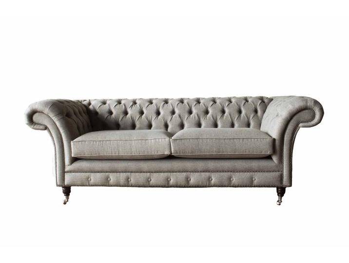 JVmoebel Sofa Chesterfield Sofa Grau - Dreisitzer Samt Couch für Büro Möbel, Made in Europa, grau von Ritzenhoff-&-Breker