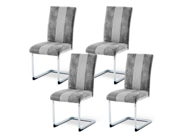 JYMTOM Esszimmerstuhl 4er Set mit Wildlederimitat und hoher Rückenlehne, (4 St), mit verchromtem Metallgestell für Büro und Restaurant(4,hellgrau), grau von Ritzenhoff-&-Breker