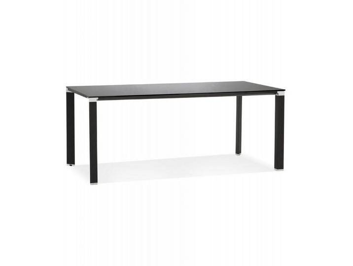 KADIMA DESIGN Schreibtisch Designer Esstisch XLINE aus Glas und Metall Minimalistisches Design (Robuster Schreibtisch für Büro oder Wohnzimmer 200x100x73 cm), Moderner Besprechungstisch mit eleganter schwarzer Glasplatte von Ritzenhoff-&-Breker