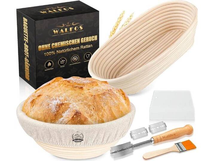 LuxusKollektion Back-Set Gärkörb Set 2-teilig 23cm Rund + 25cm Oval 100% Natürliches Rattan mit von Ritzenhoff-&-Breker