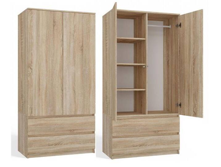 MAGOWA Kleiderschrank MALWA SS – stilvoll & funktional für Büro oder Schlafzimmer Maße: B 90 × H 180 × T 50 cm, Eiche von Ritzenhoff-&-Breker